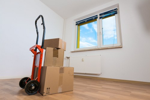 Packed boxes prepared for a local home relocation