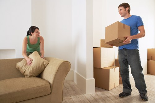 Furniture and boxes prepared for transport in Watford